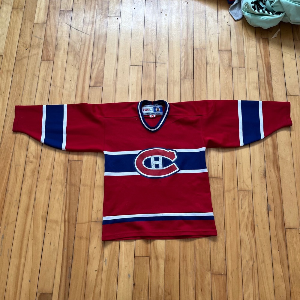 Vintage CCM Montreal Canadiens NHL Hockey Jersey Youth L/XL Red Made in Canada